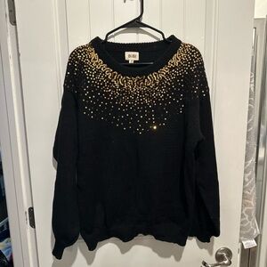 BiBi Black Top with Gold Sequins